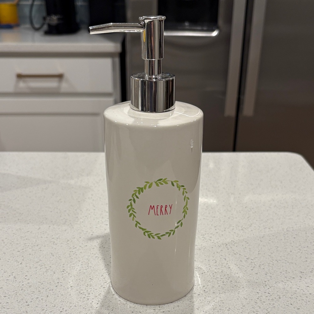 Rae dunn White Merry Soap Dispenser